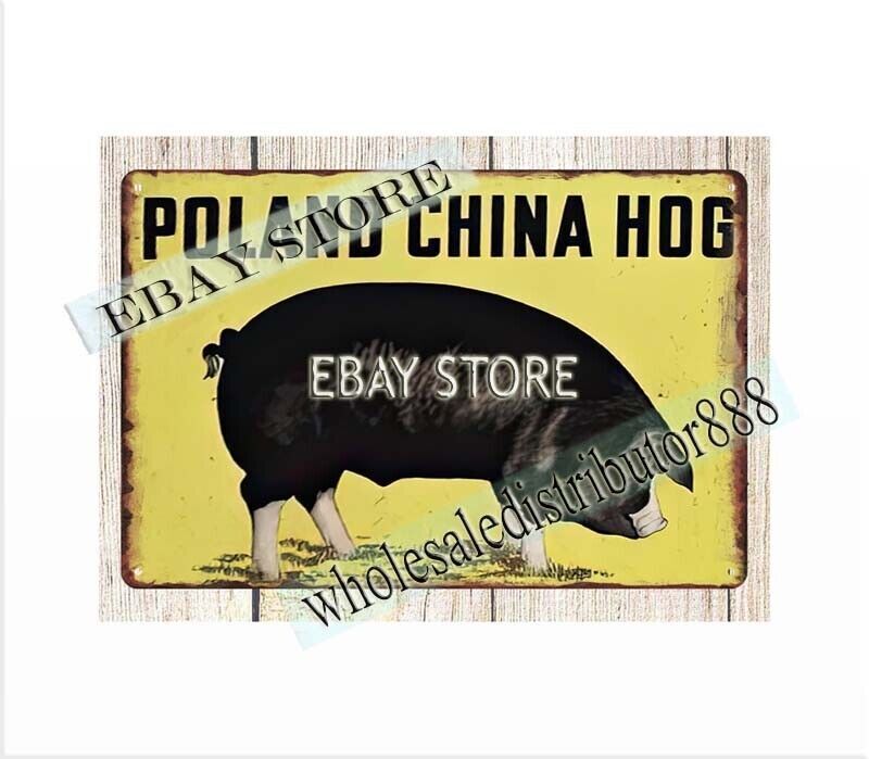 old tin coffee signs POLAND CHINA HOG PIG FARM LIVESTOCK metal tin sign