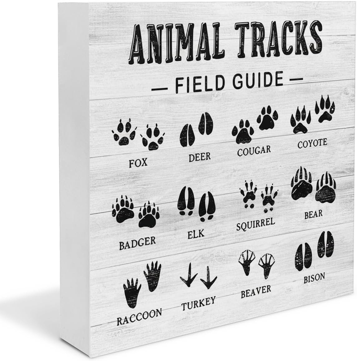 Hunting Room Decor, Wildlife Decor, Animal Tracks Field Guide Wooden Sign, Rusti