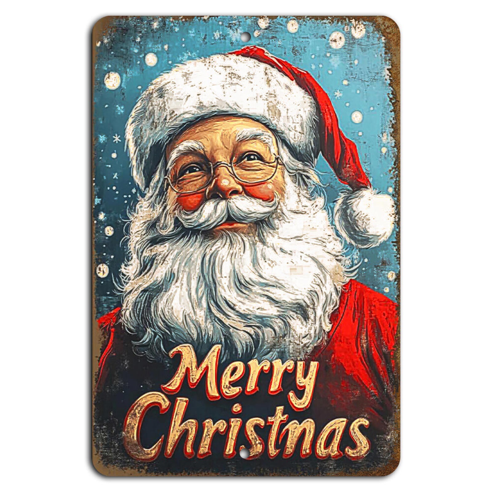 Rustic Santa Metal Sign BanginPrints Vintage Holiday Decor Aluminum