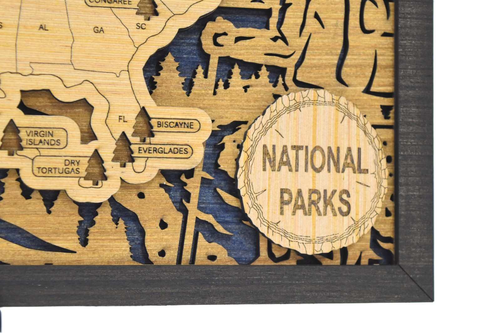 Handmade Wood National Parks Travel Map
