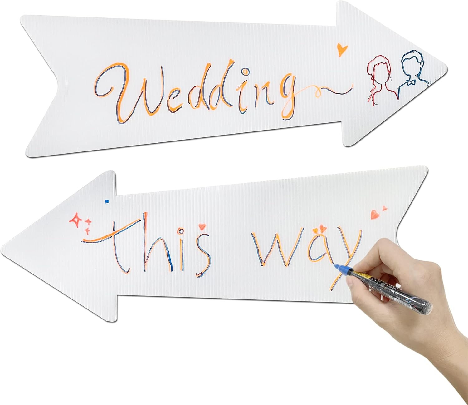 Blank Arrow Signs with Stakes 3 Pack 17 x 6 Inches Wedding Directional Yard Sign