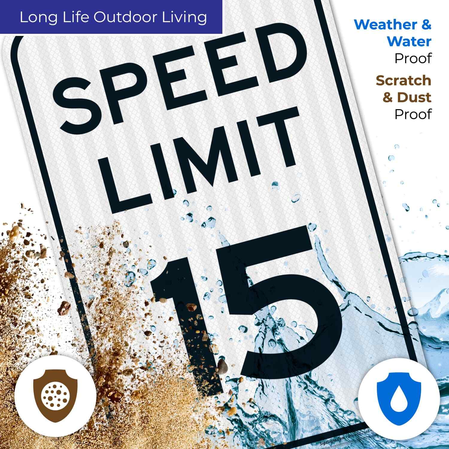 Speed Limit 15 MPH Sign, (4 Pack) 12×18 Reflective Aluminum