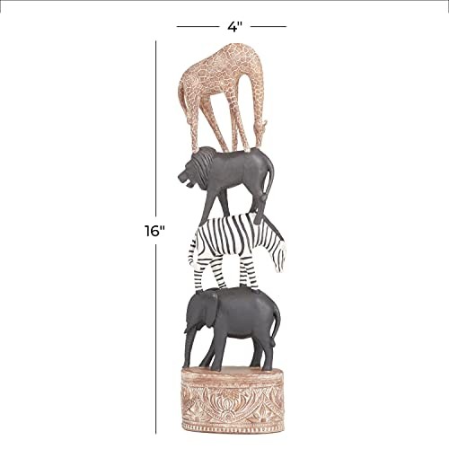 Polystone Safari Animals Decorative Sculpture Decor Statue Accent 4 3 16