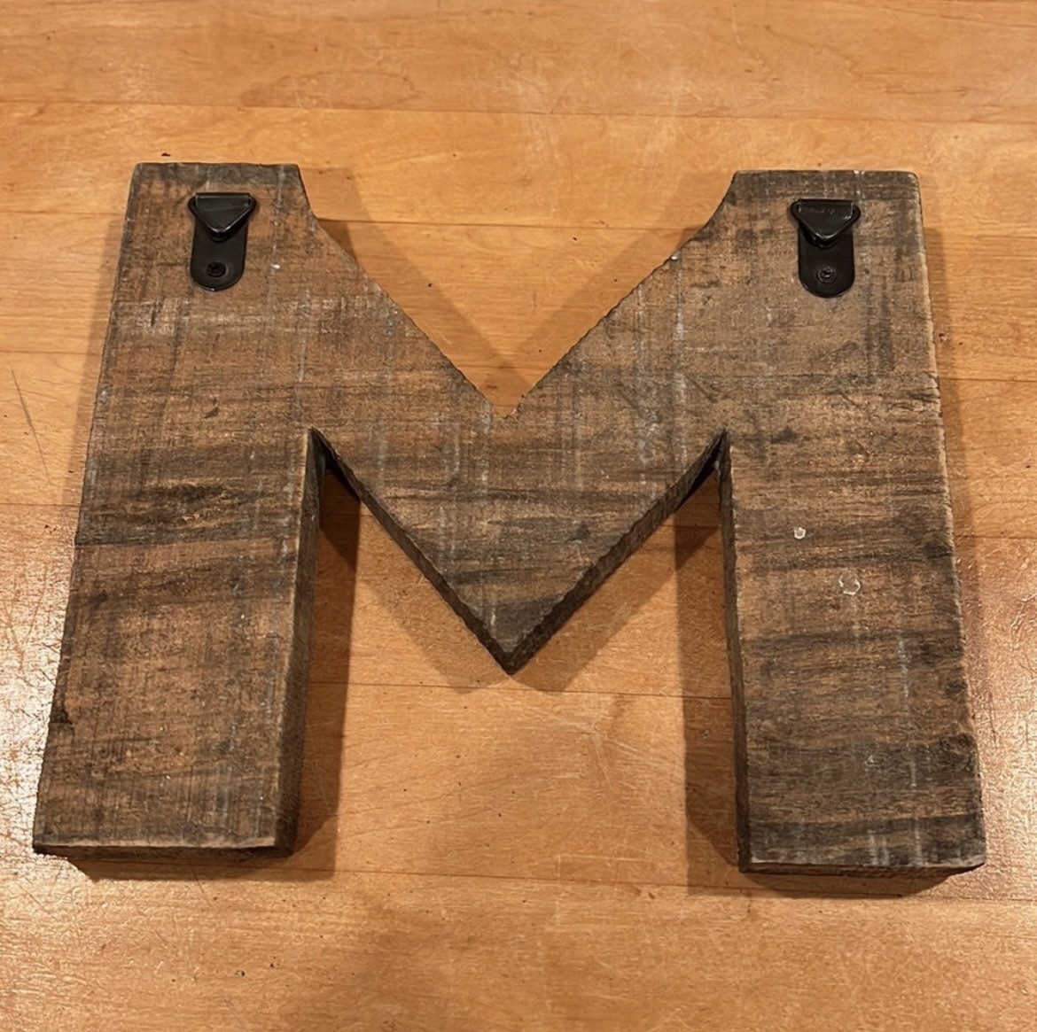 Rustic Wooden Letter M Wall Decor Farmhouse Initial Monogram 7.5”