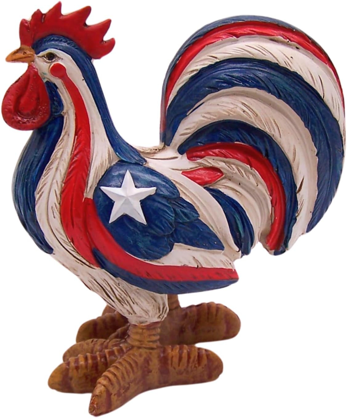 Freestanding Patriotic Printed Rooster, Home 7 Office Decor, Unique Patriotic An