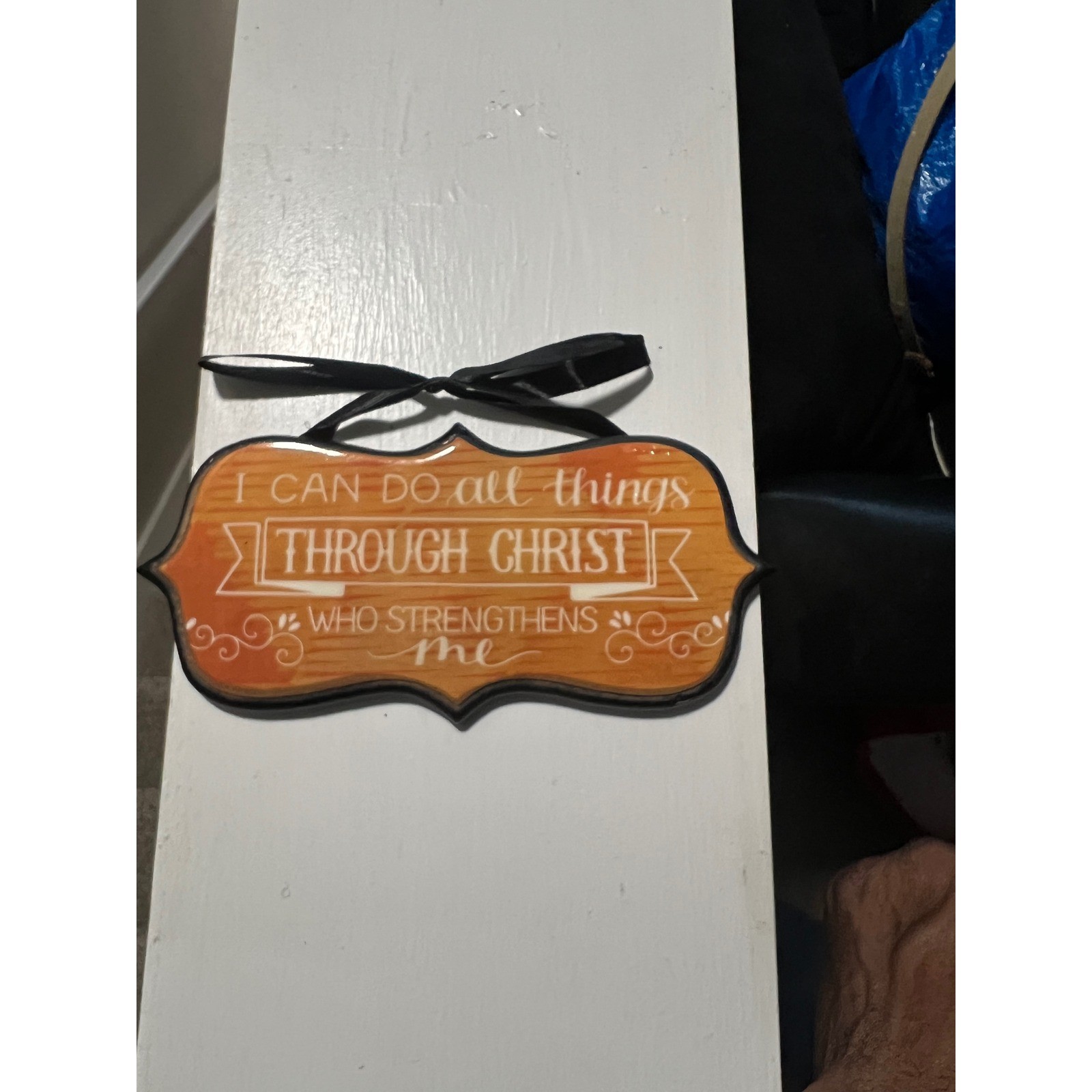 Philippians 4:13 Scripture Wall Plaque Wood Grain Religious Sign 7.5×3.5 Inch