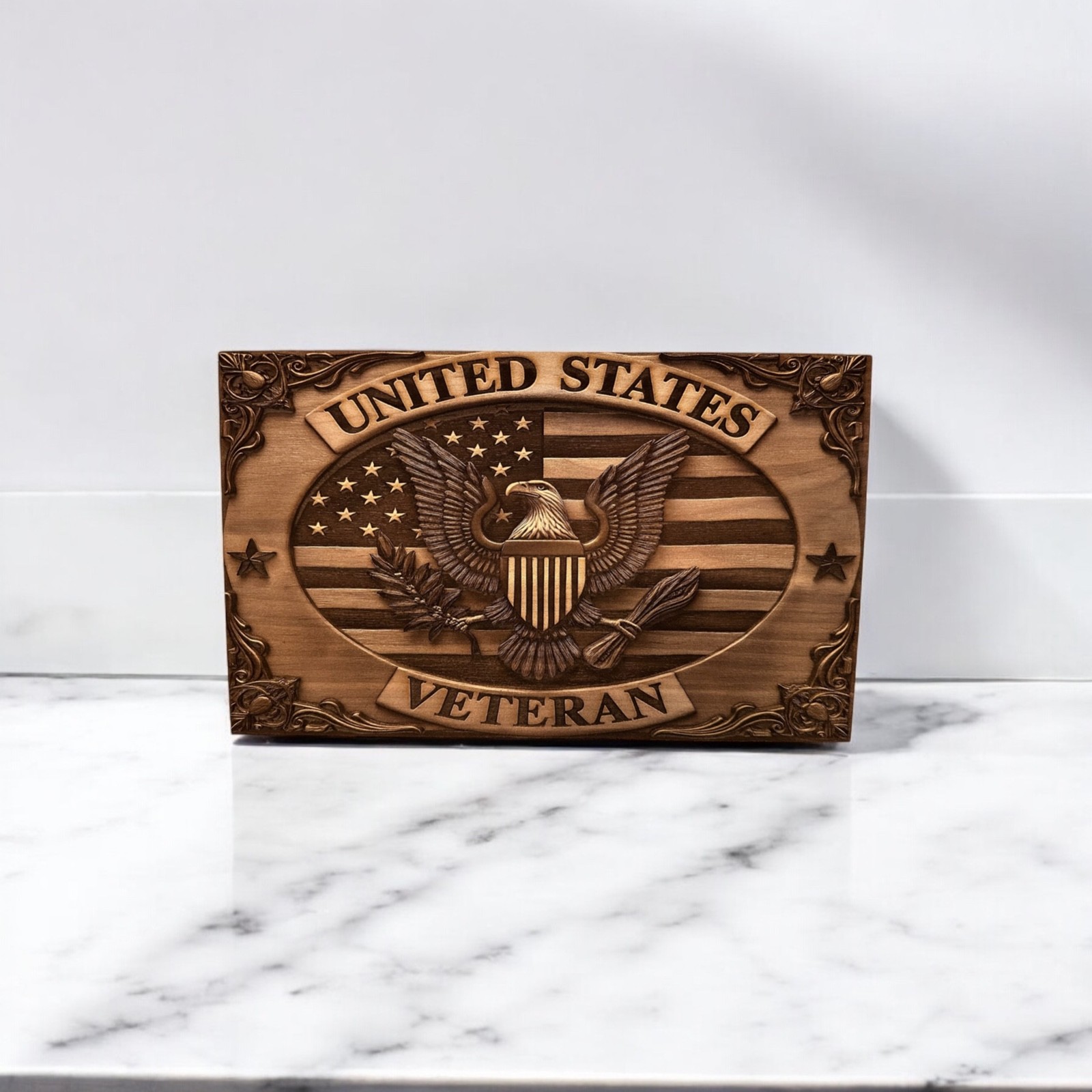 Custom Laser Engraved wood “Veteran” art/sign/plaque, gift, USA