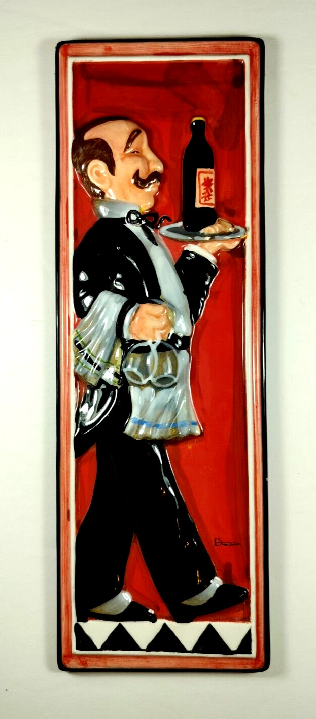 Ceramic Glossy Waiter/Maitre D 3D Wall Plaque by Durham Fantastic Color