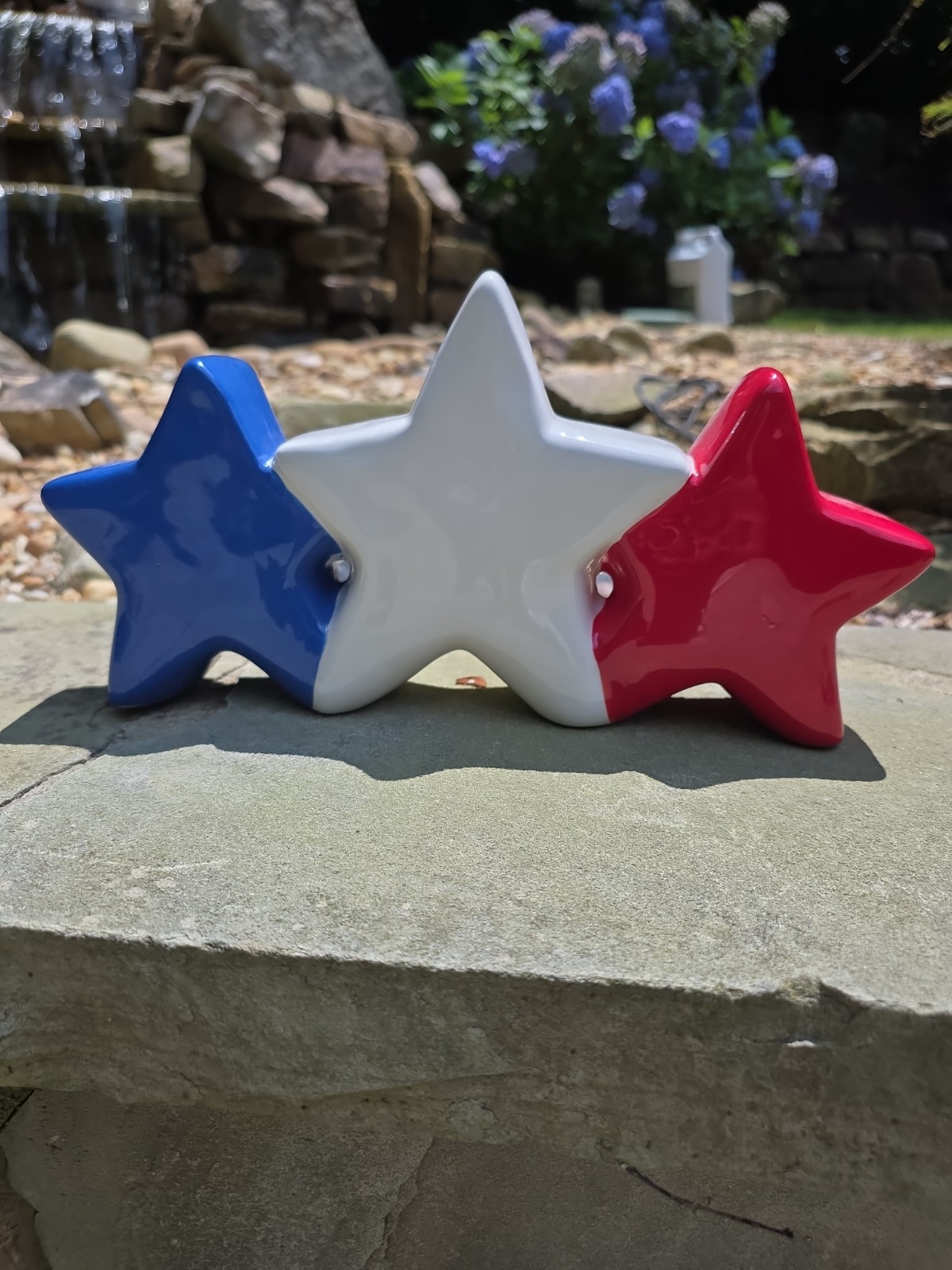 Rae Dunn Let Freedom Ring Ceramic Stars Sign Patriotic Red White Blue New