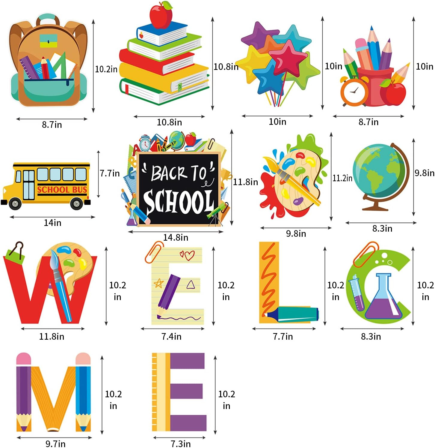 14 Pcs Welcome Back to School Yard Sign with Stakes Kindergarten Hallway Outdoor