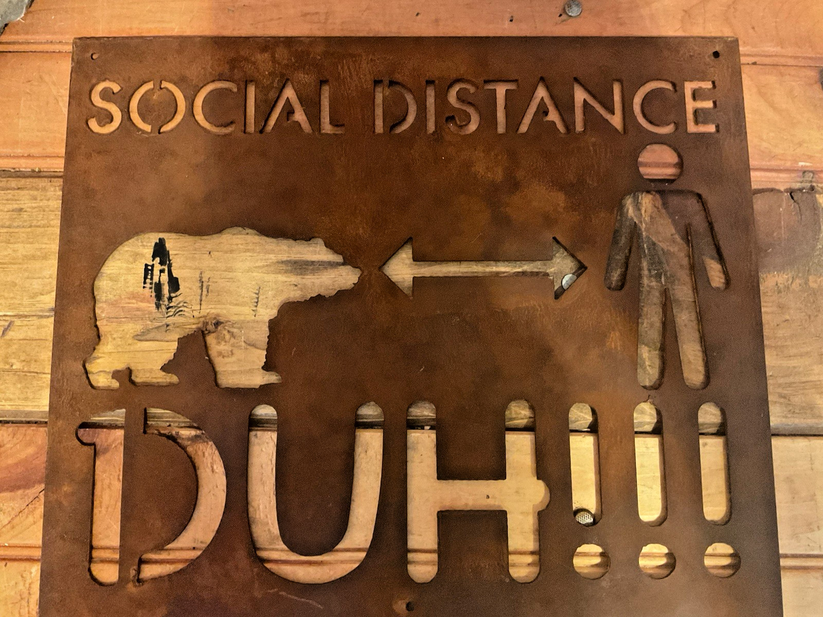 14X12 Funny Rusted “Social Distance Duh” Steel Sign…Made/USA…Ships Free!