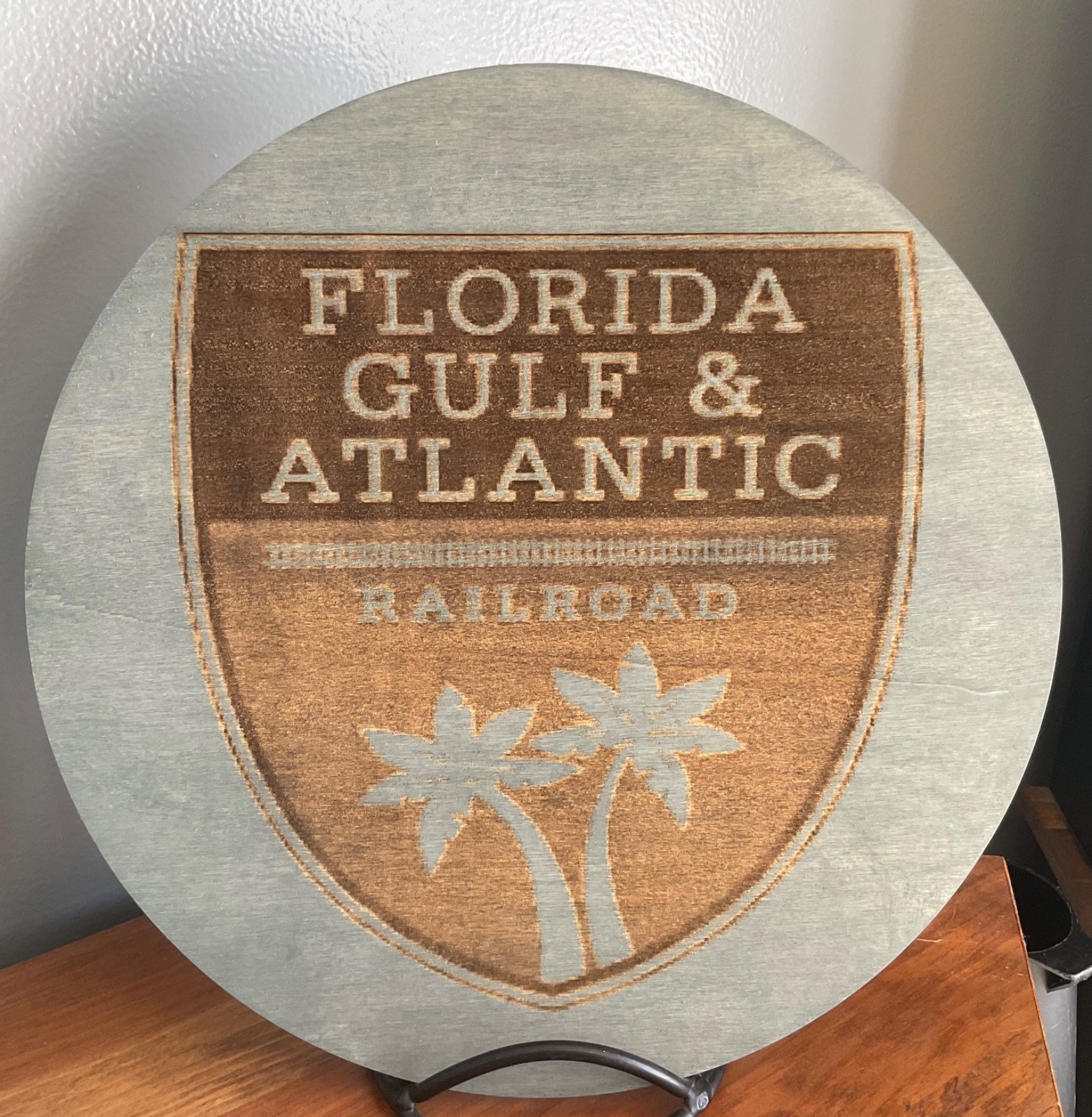 Florida Gulf and Atlantic Railroad Laser Engraved 14 Inch Round Sign