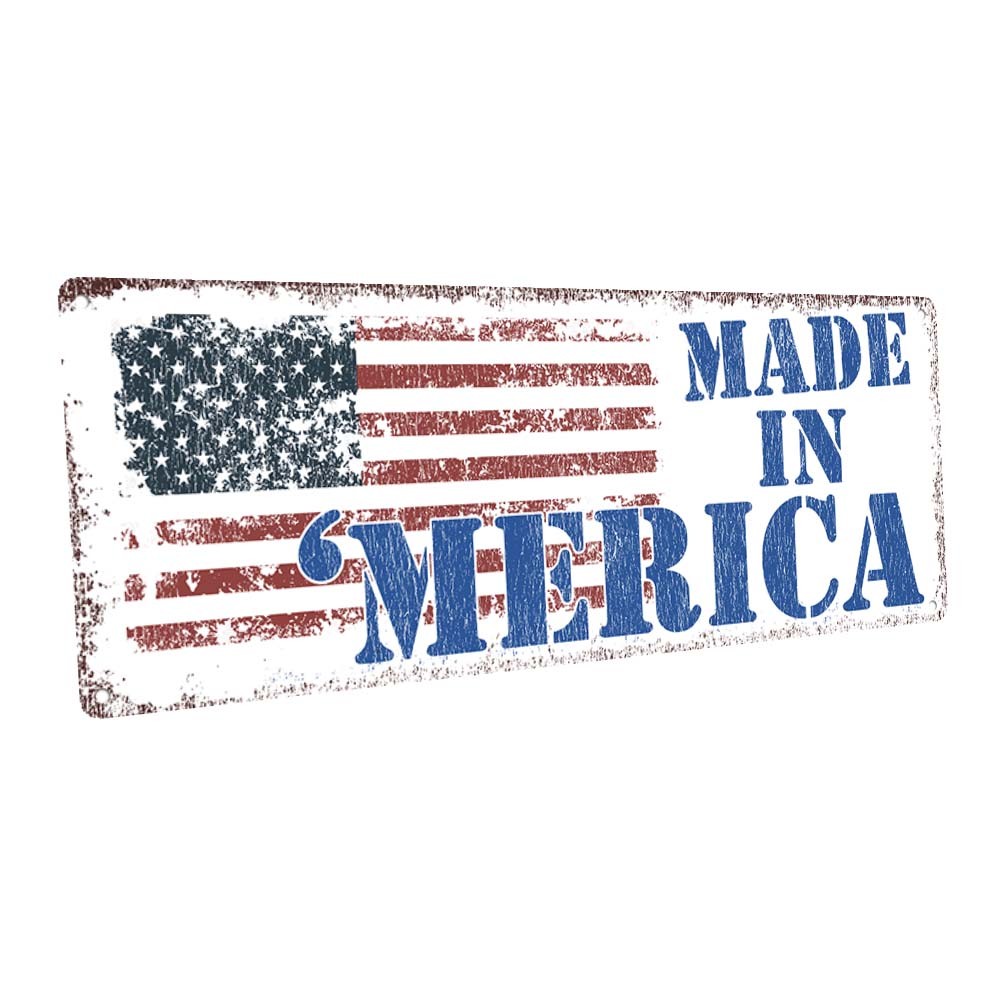 Made in ‘Merica Metal Sign; Wall Decor for Home and Office
