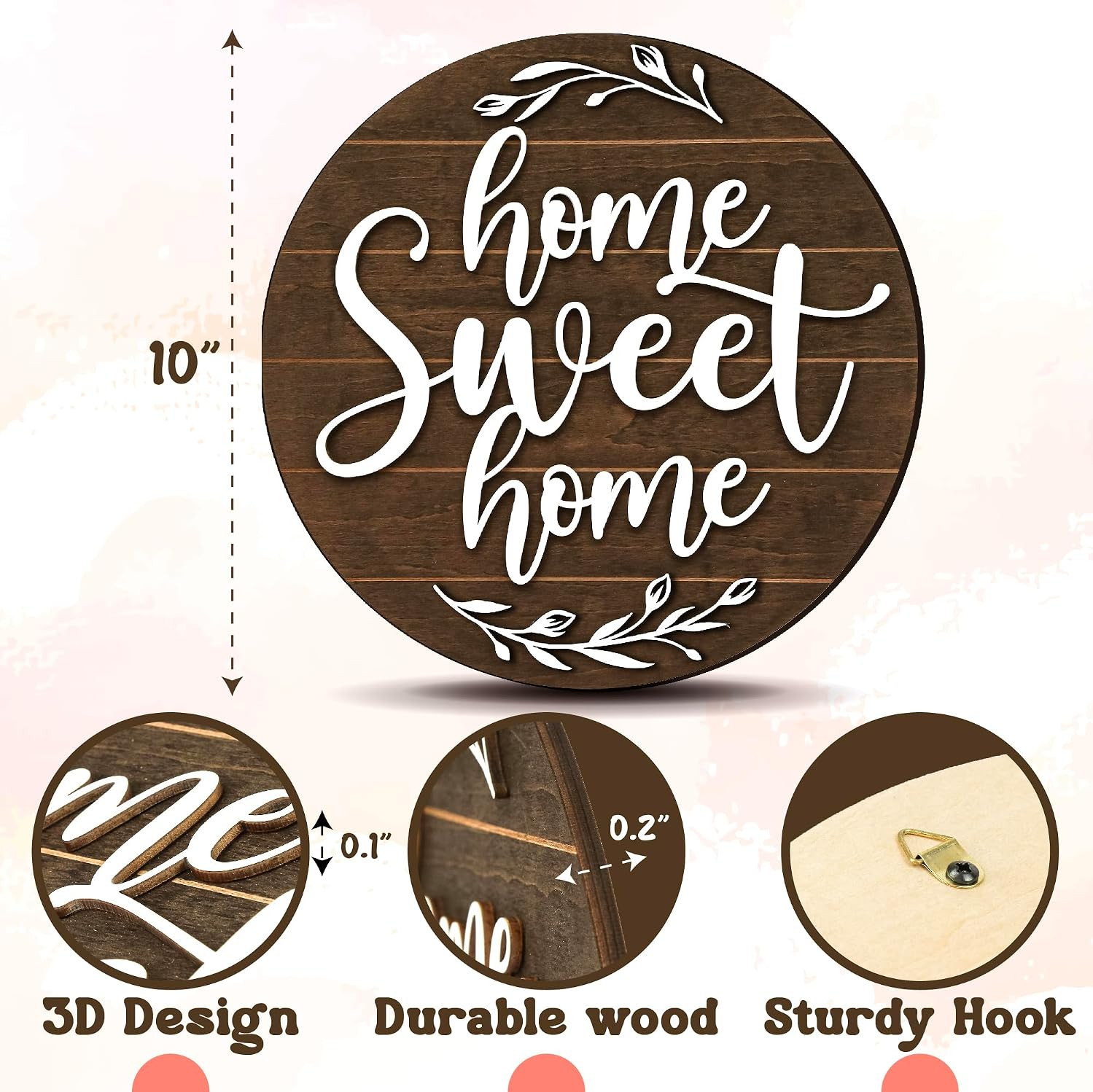 Home Sweet Home Wall Plaque – Rustic Farmhouse Decorative Sign for Living Room