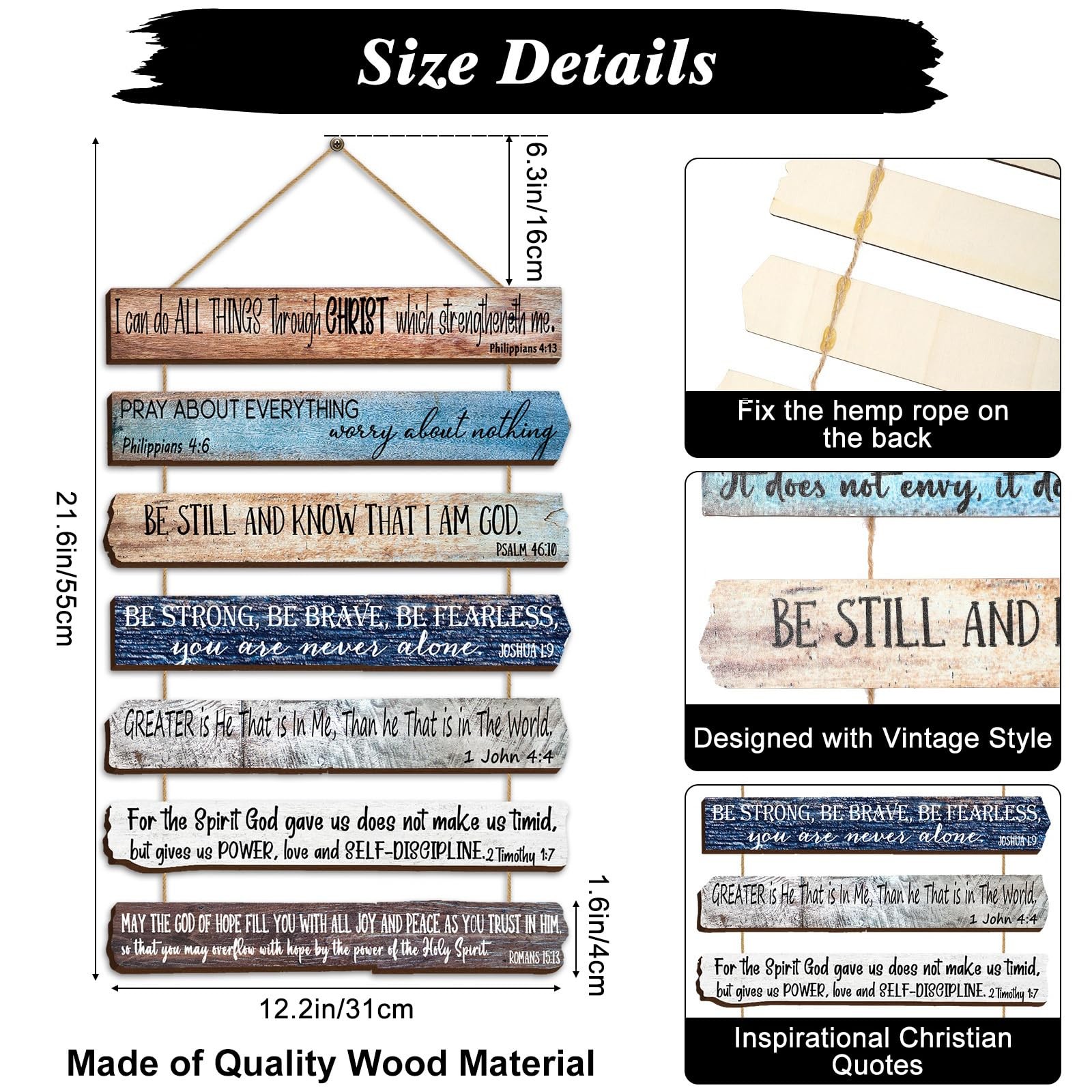 Christian Wall Art Gifts for Men – 7-tier Inspirational Wooden Bible Verses W…