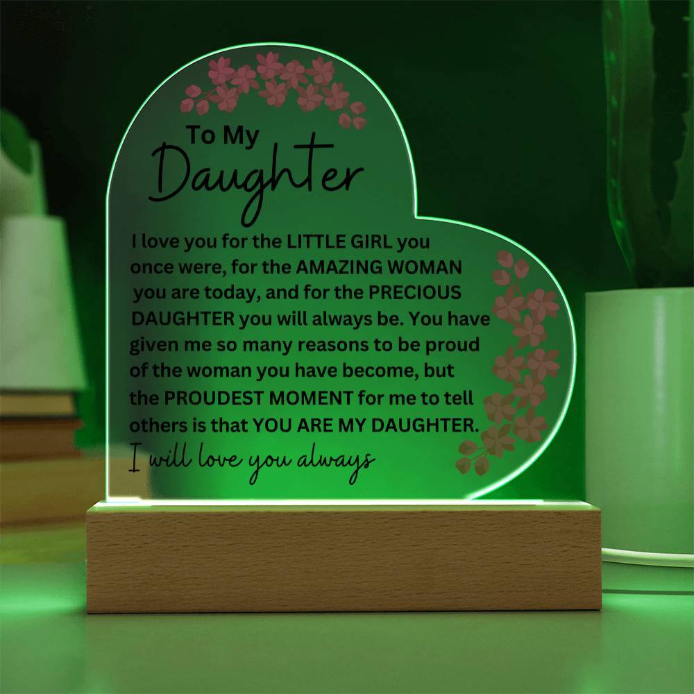 Daughter LED Lighted Acrylic Heart Plaque