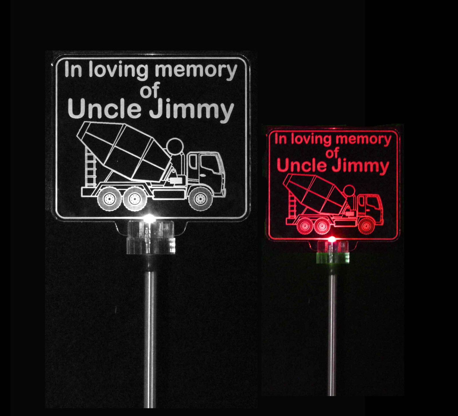 Personalized Bulldozer Solar Lights grave marker, Memorial Plaque, Cemetary