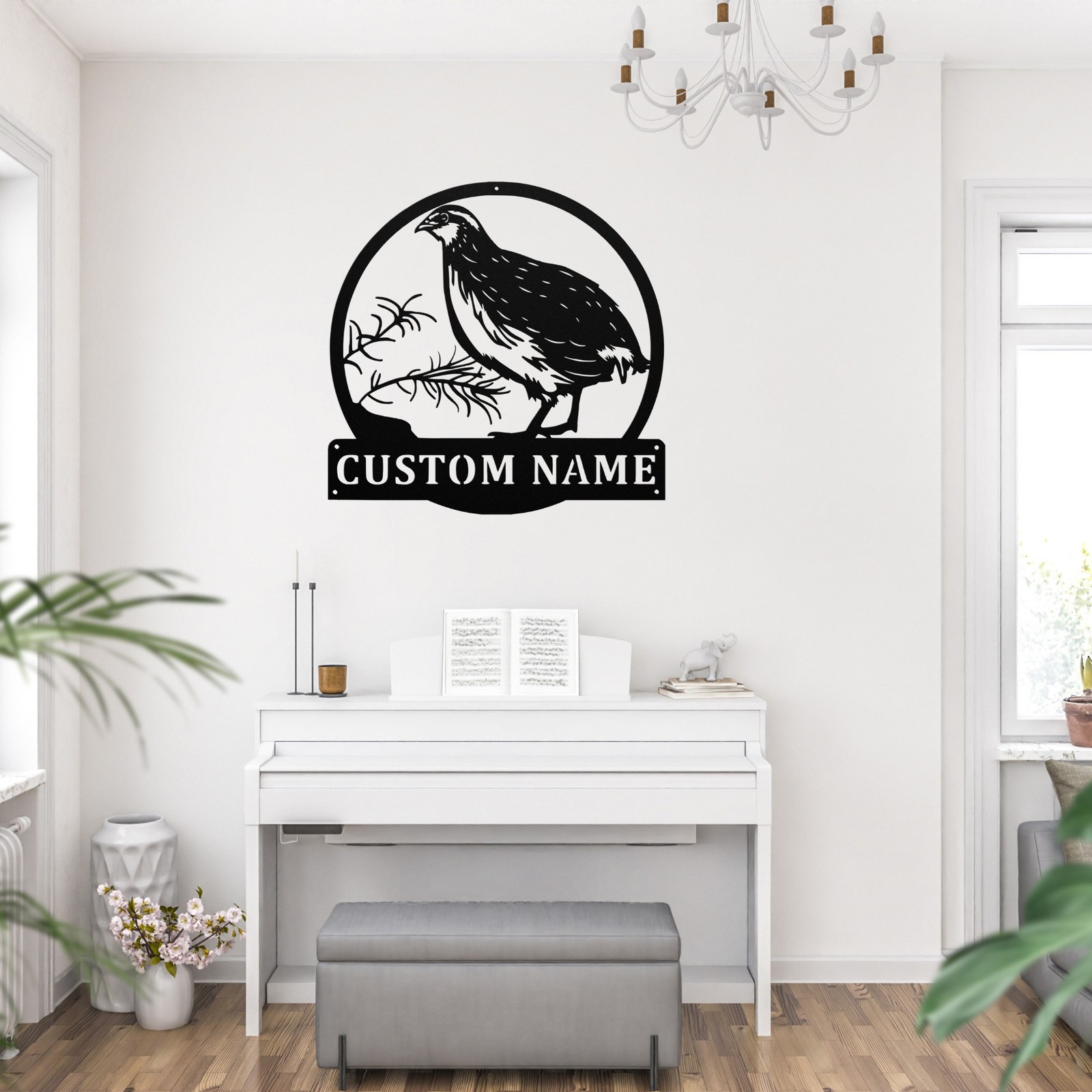 Personalized Quail Bird Metal Sign Custom Wildlife Decor Gift for Bird Lovers