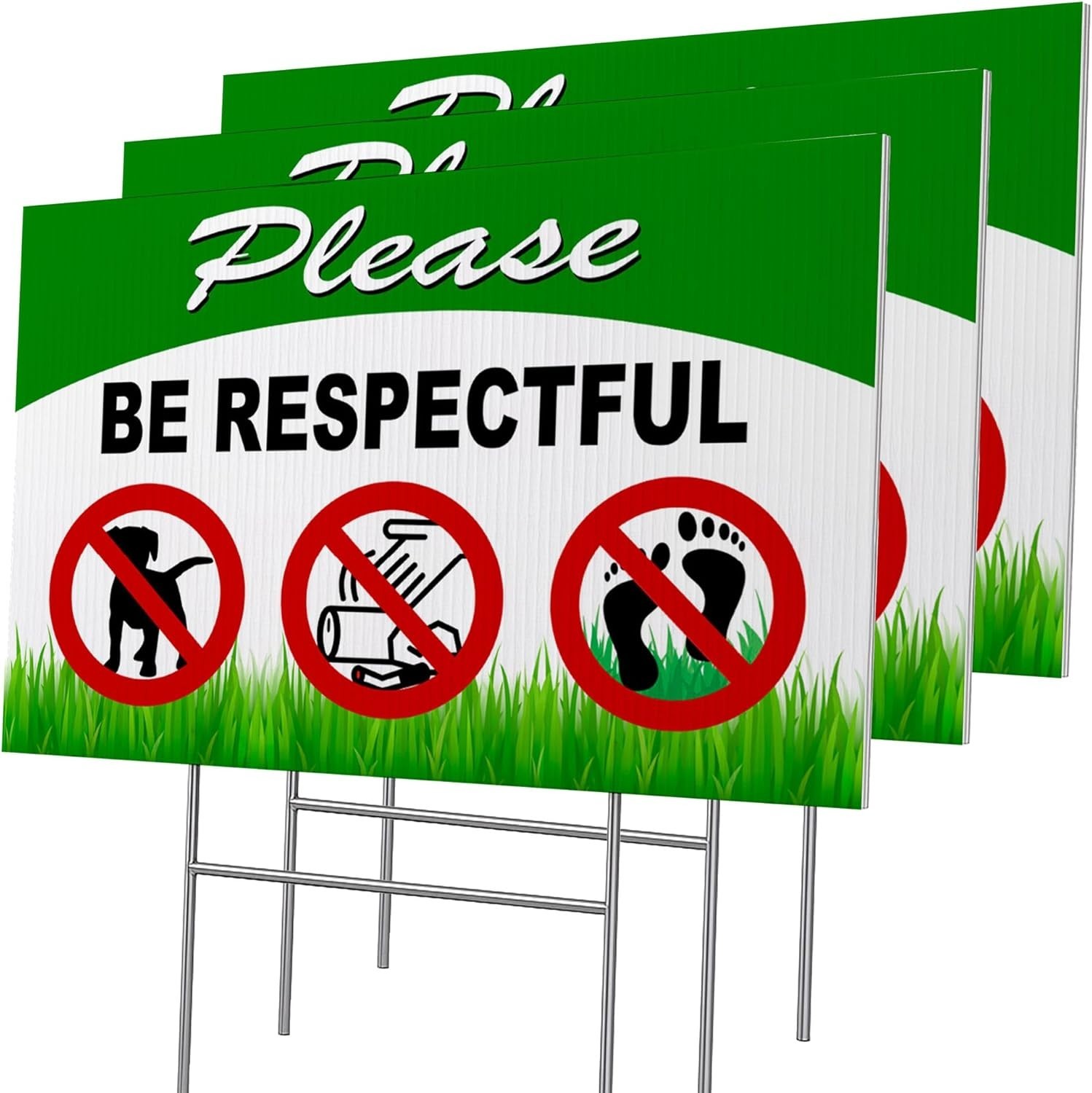 3 PC Keep Off Grass Dog Signs Yard Stake Outdoor Weatherproof 8×12 Double Sided