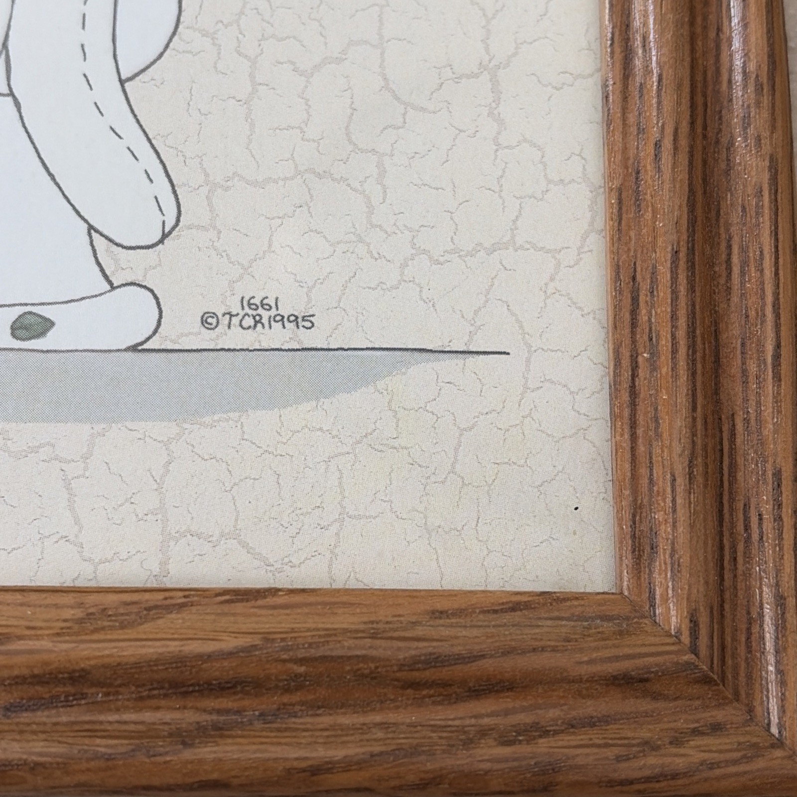 Vintage Bunny Folk Art Bathroom Wall Decor Framed 11×6 in Country Charm