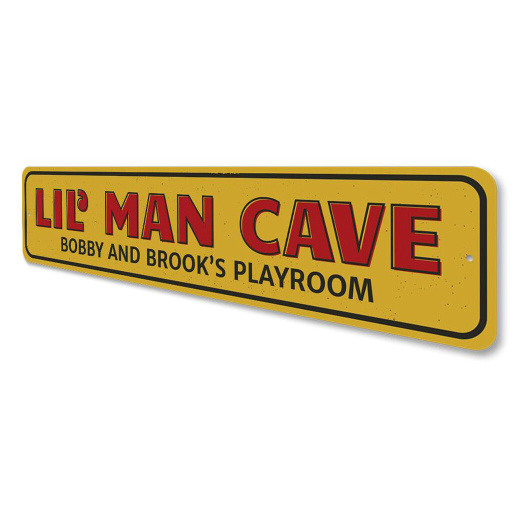 Lil’ Man Cave Sign, Personalized Little Children Names Aluminum Metal Decor Sign