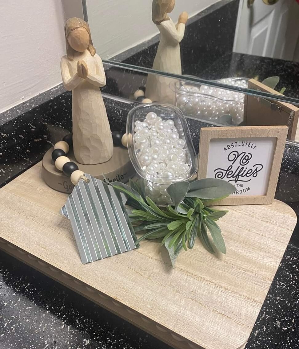 New “Absolutely No Selfies in the Bathroom” Mini Wood Hanging Sign Decor Bath 3″