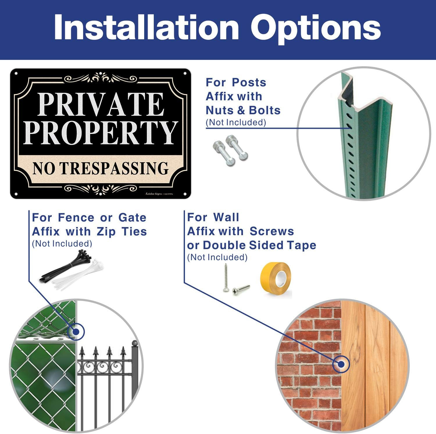 2 Pack No Trespassing Signs Private ,10×7 Inch Rust Free Aluminum Metal Sign,Ref