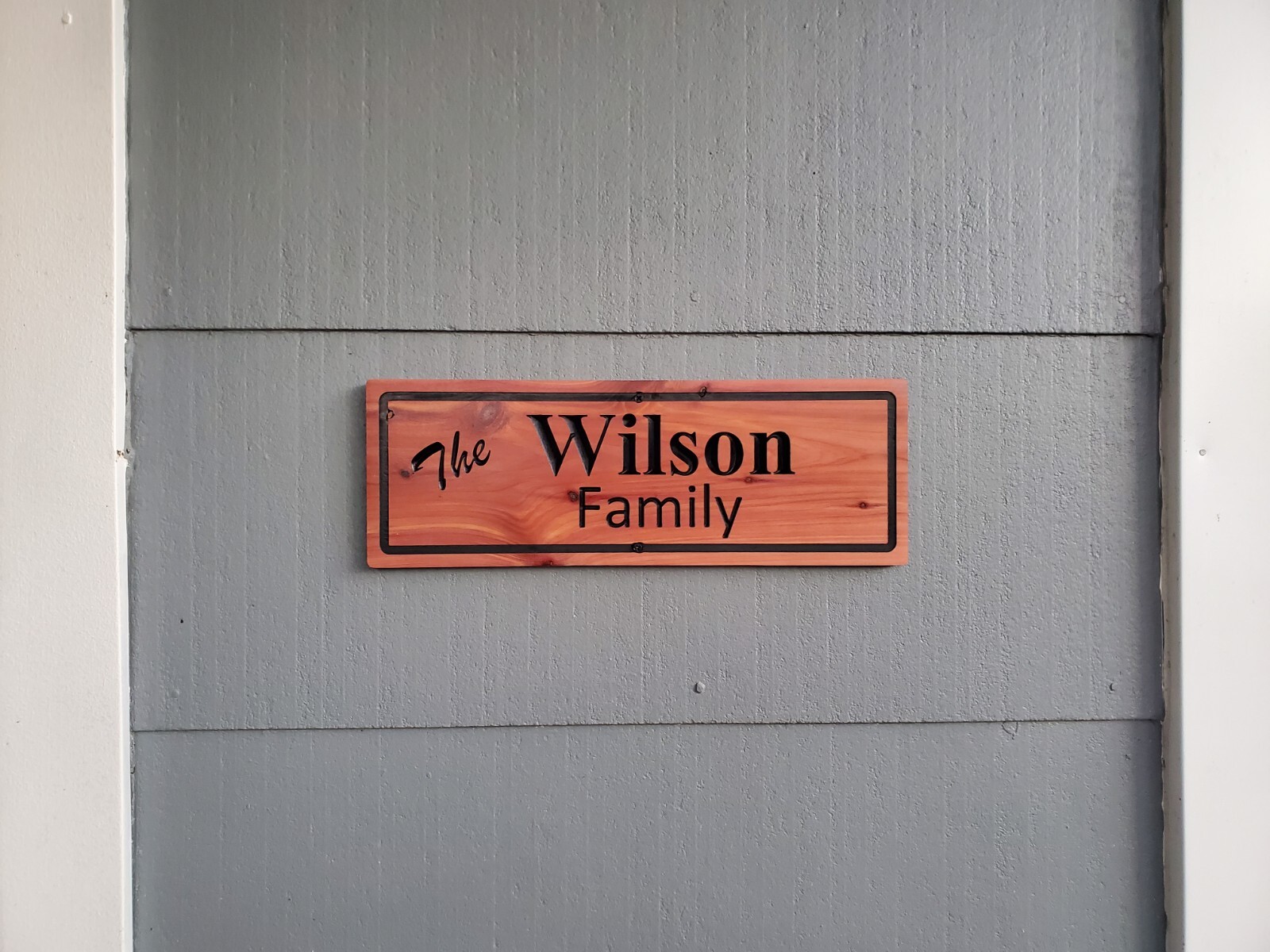Custom Family Last Name Sign Carved Outdoor Exterior Wood Wooden Wall Art Plaque