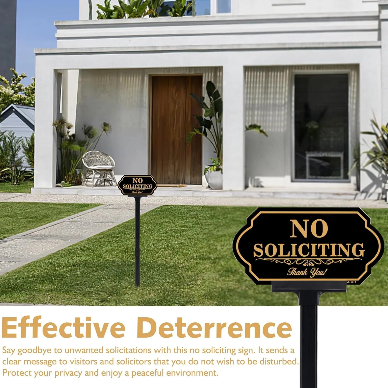 No Soliciting Sign for House with Stake – 50-mil Thick Aluminum – 5×10 Inch/37 I