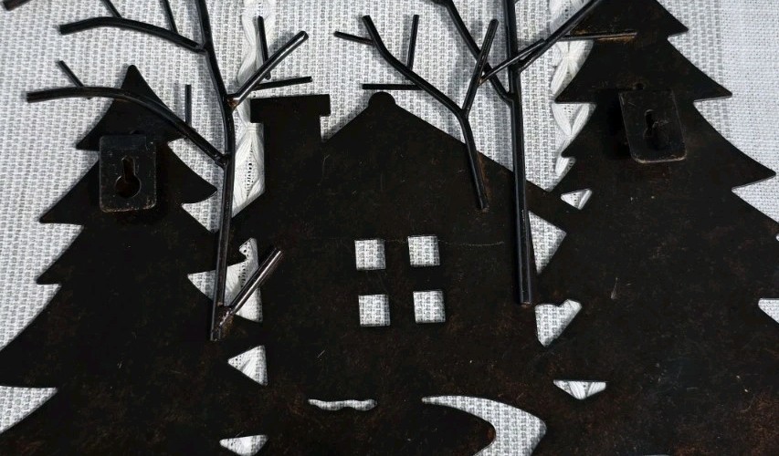 Rustic Metal Welcome Sign Cabin Trees House Wall Art Lodge Decor11in