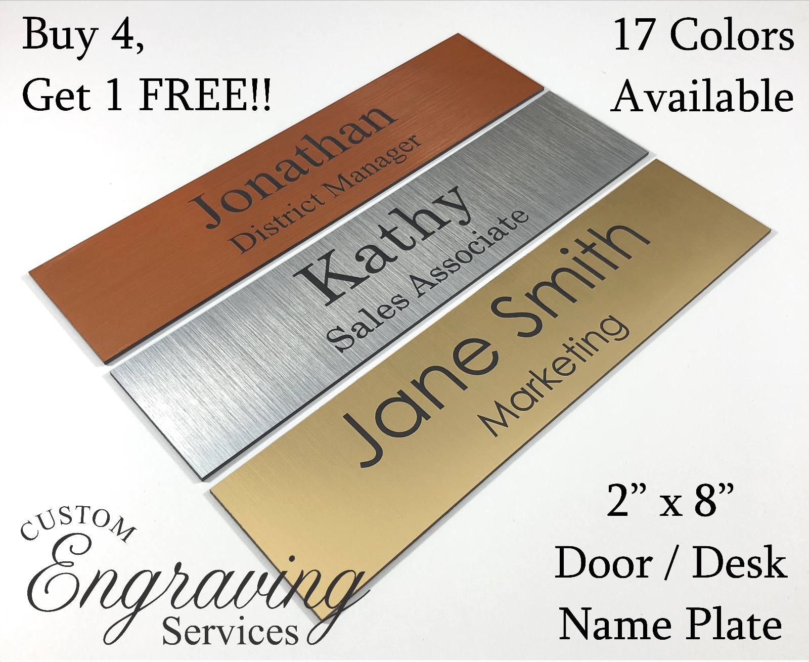 NAME PLATE FOR OFFICE DESK OR DOOR (2″X8″) SIGN PLAQUE PERSONALIZATION ENGRAVED