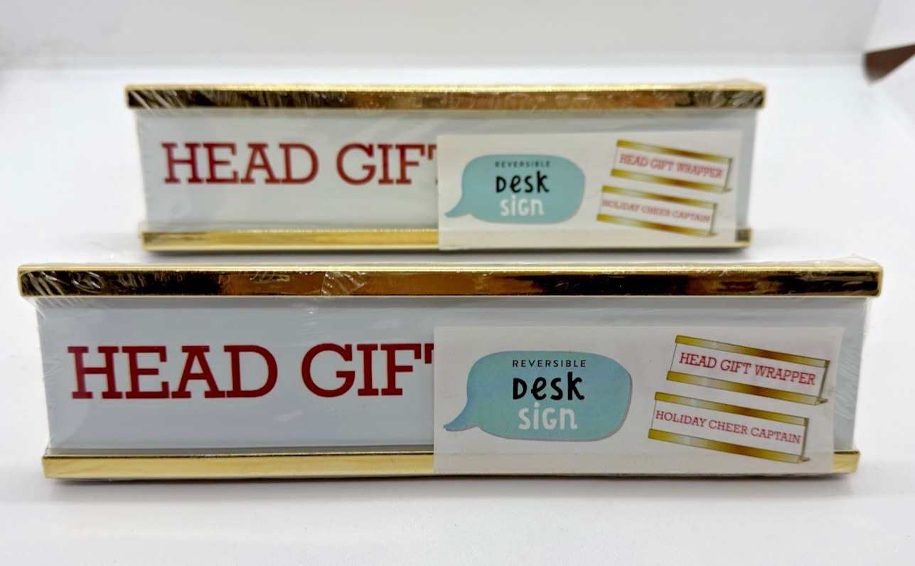 Lot of 2 NAME PLATE for office desk Head Gift Holiday Sign 8″ x 2 1/4″ New