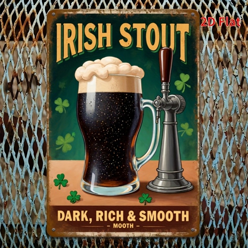 St Patricks Day Gift Irish Stout Metal Sign Dark Rich Smooth Beer Retro Wall Art