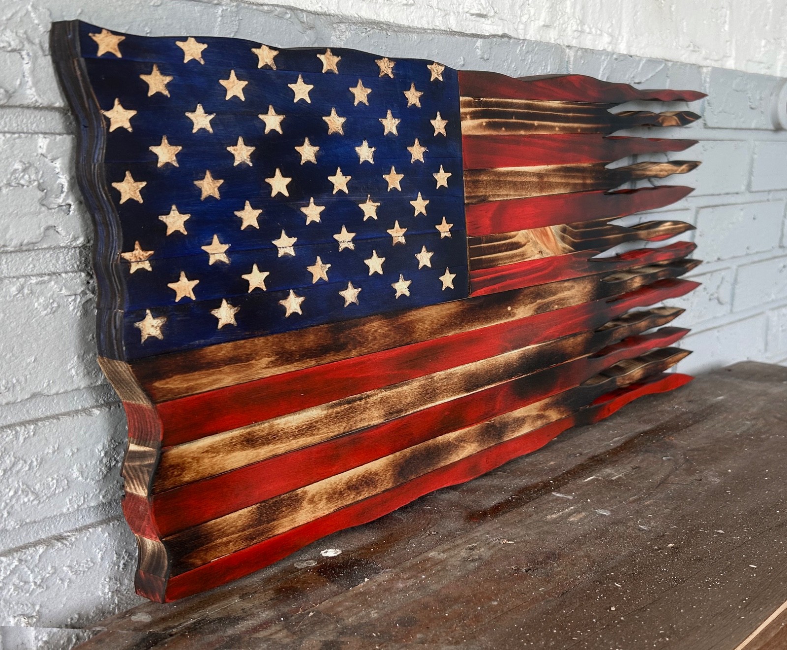 Rustic War Torn Rustic American Flag 12 x 23
