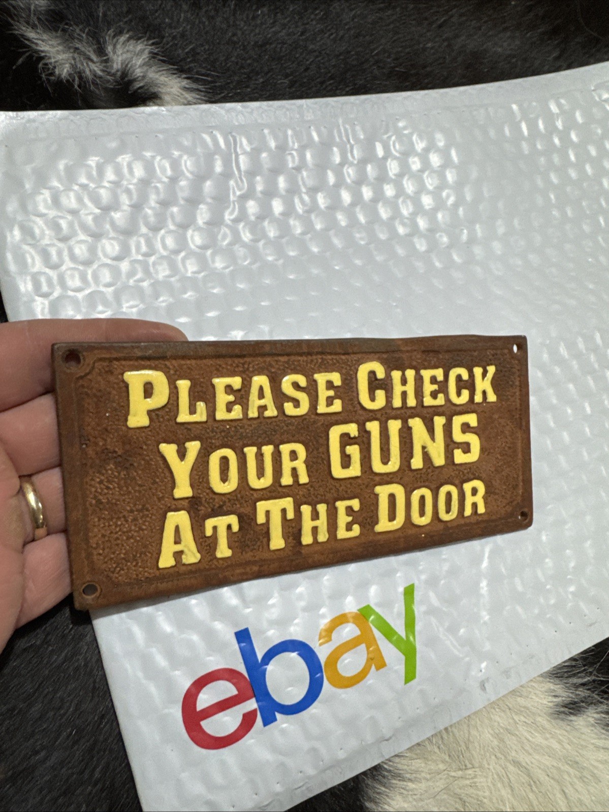Please Check Guns Door Metal Sign Plaque Rodeo Wild West Cowgirl Bedroom Decor