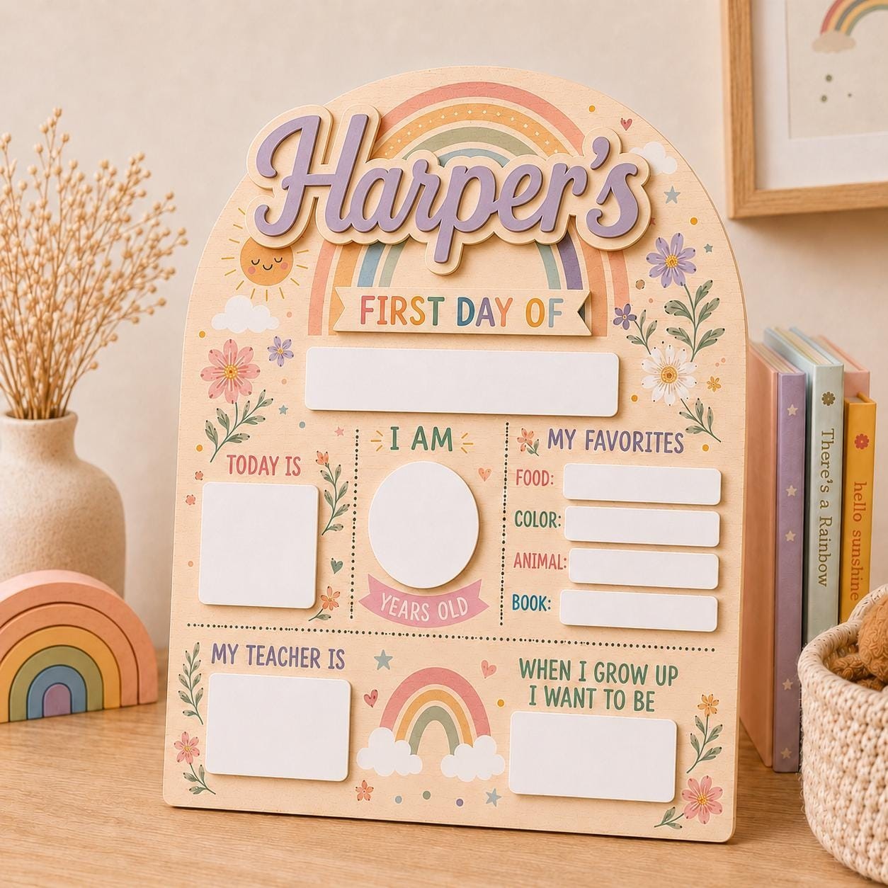 Personalized First & Last Day of School Sign, Kids Back to School Board