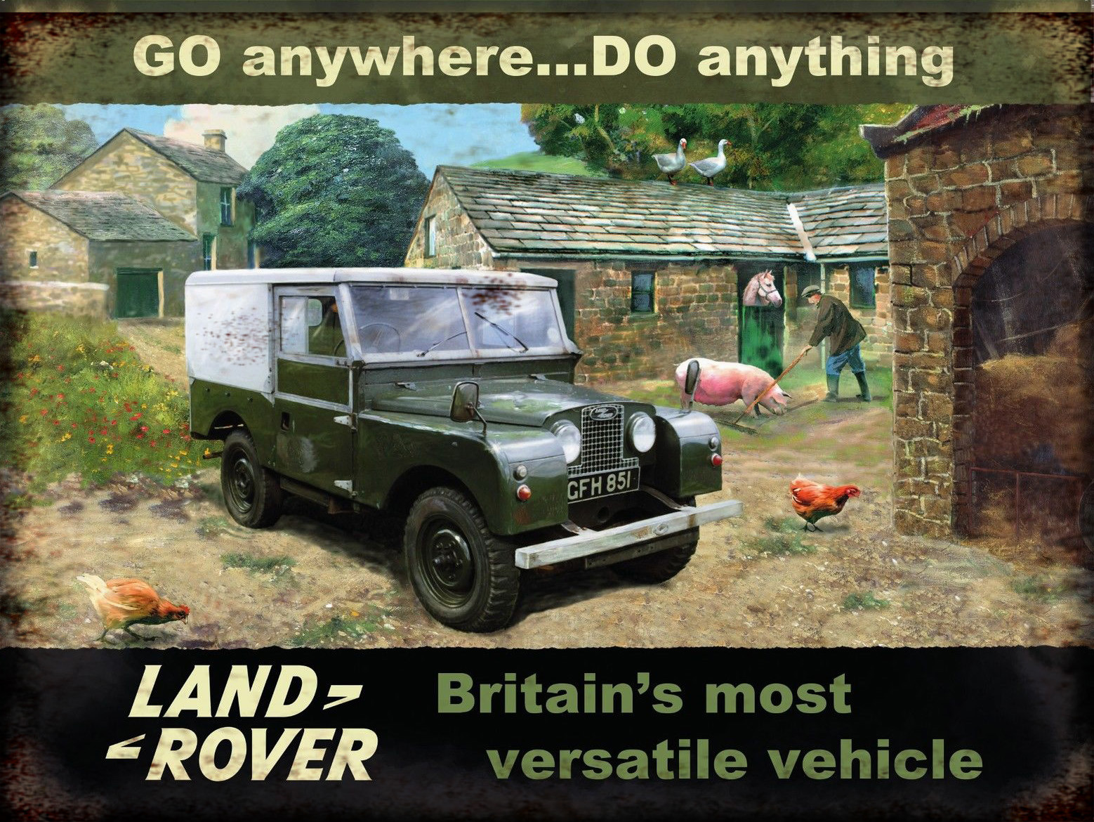 Landrover Go anywhere Do anything vintage retro signs repro wall art