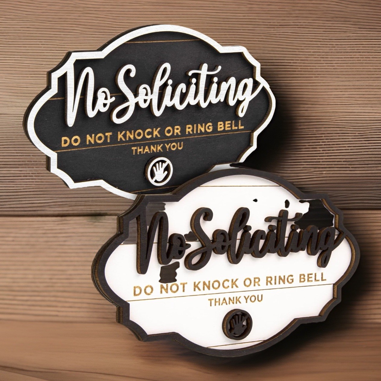 2 Pack No Soliciting Sign For House Office Door Do Not Knock Ring Bell Signs NEW