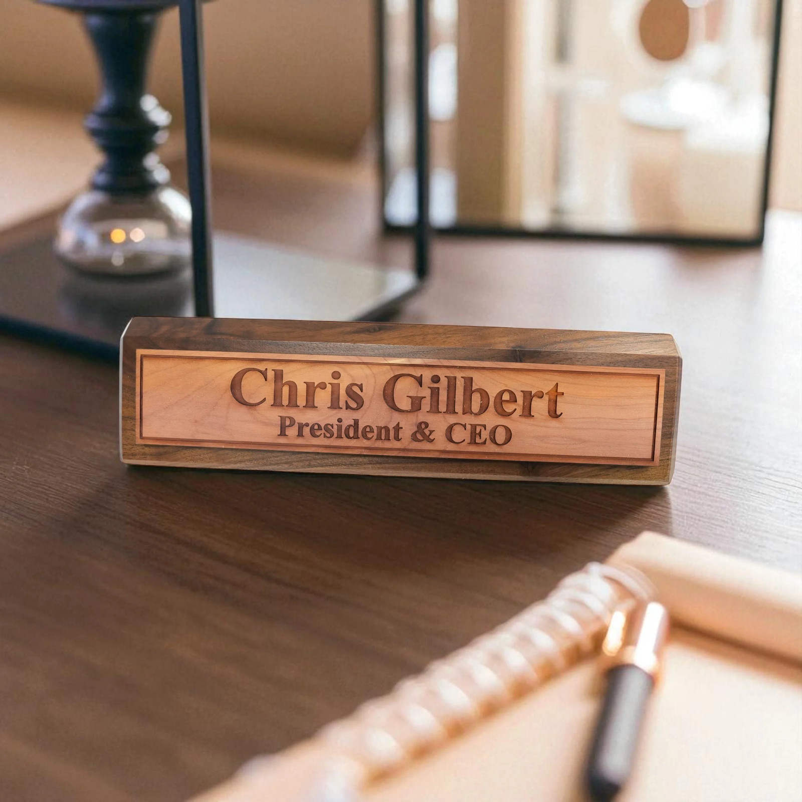 Desk Wedge Name Plate – Personalized Titles and Styles – 11 Inches