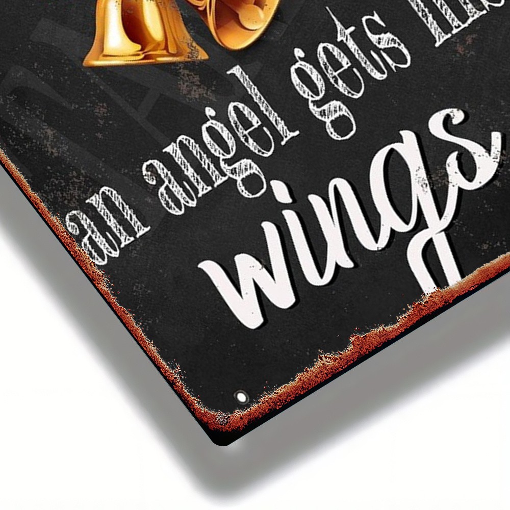 2D Flat, 1pc, Metal Sign, Tin Painting: Bell Angel Wings Decorative Plaque.