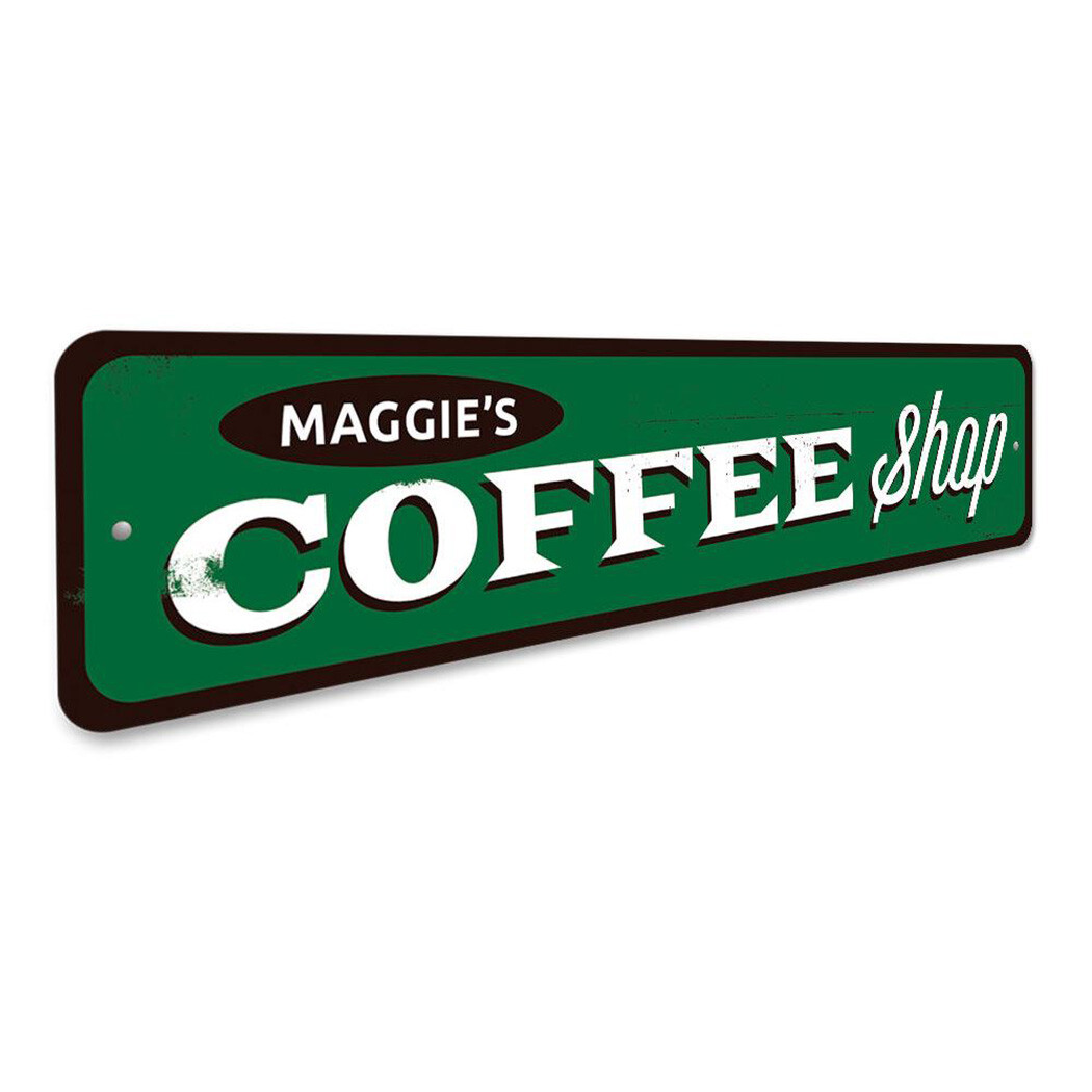 Coffee Shop Name Sign, Personalized Barista Sign, Coffee Lover Metal Wall Decor