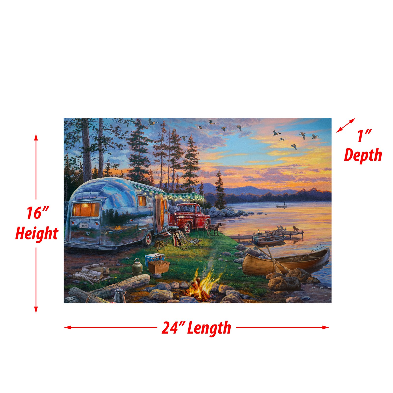 Rivers Edge Products LED Canvas, 24″ x 16″ Fiber Optic Light Up Wall Art,