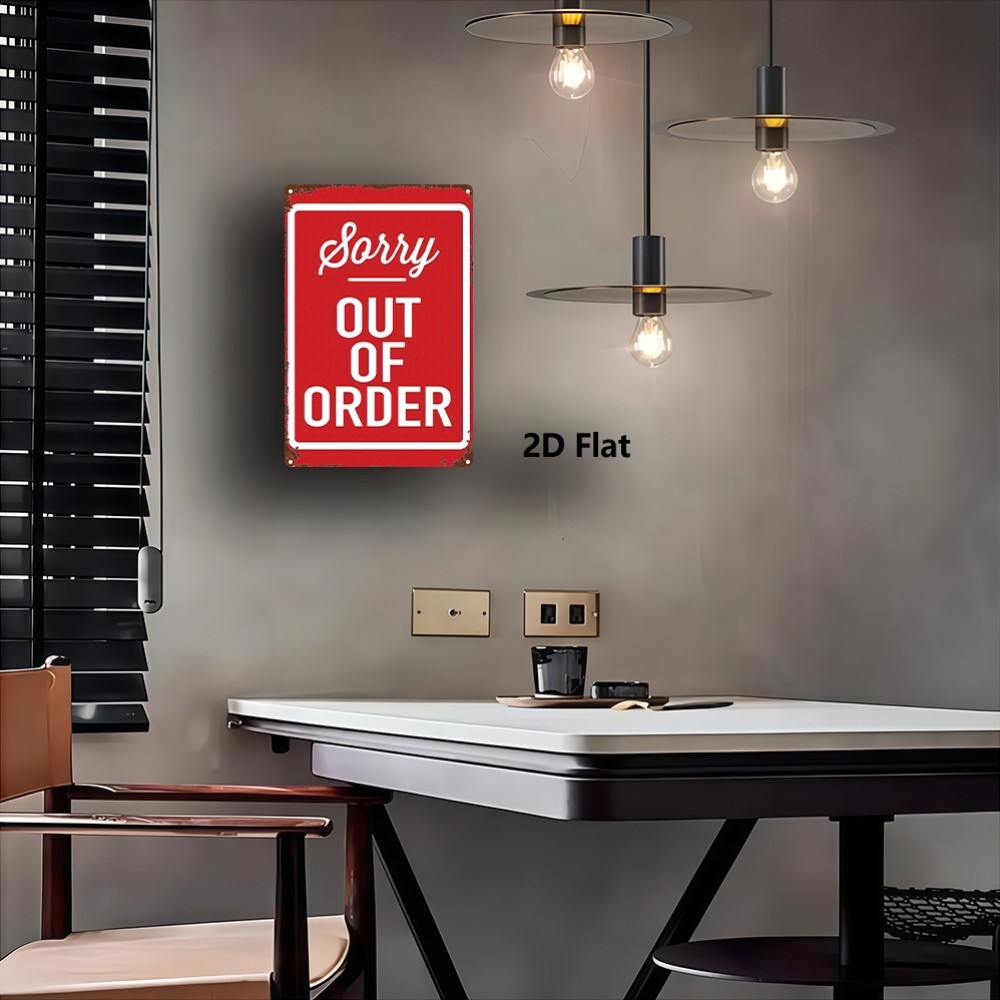 Metal Sign Red White Border ‘Sorry, OUT OF ORDER.’ Warning