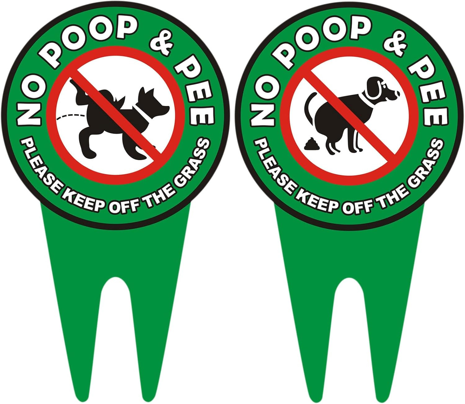 2 PCS No Dog Poop Signs for Yard, 14 X 8 Inch Double Sided PLEASE KEEP off the G