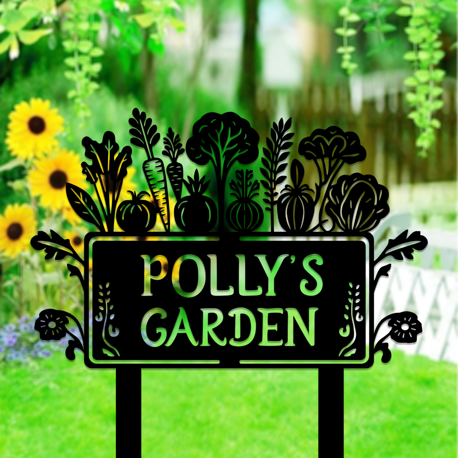 Personalized Garden Sign, Custom Steel Vegetable Garden Stake, Gardener Gift