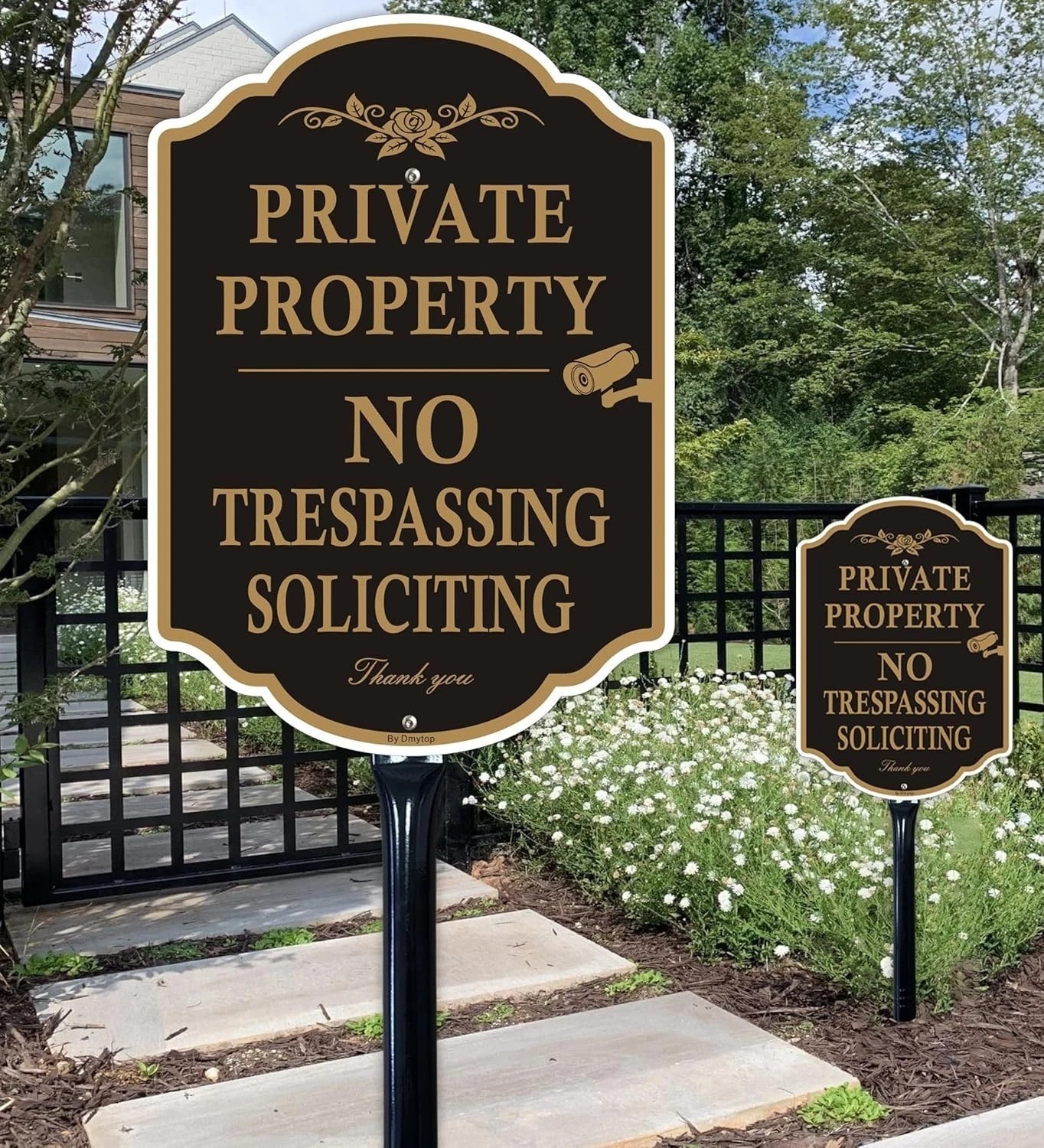 Private Property No Trespassing Signs with 36-inch Metal Stakes, 14 x 10 inch…