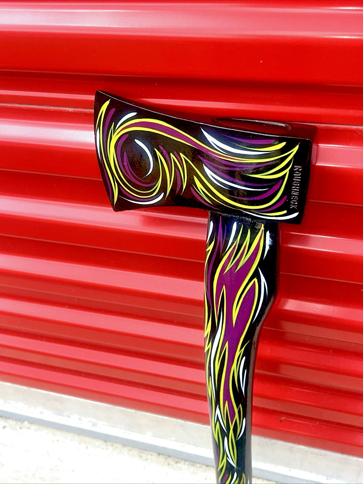 Blk Hotrod Garage Axe Hatchet SIGN Hand Painted Pinstriped Tool Shop Decor art