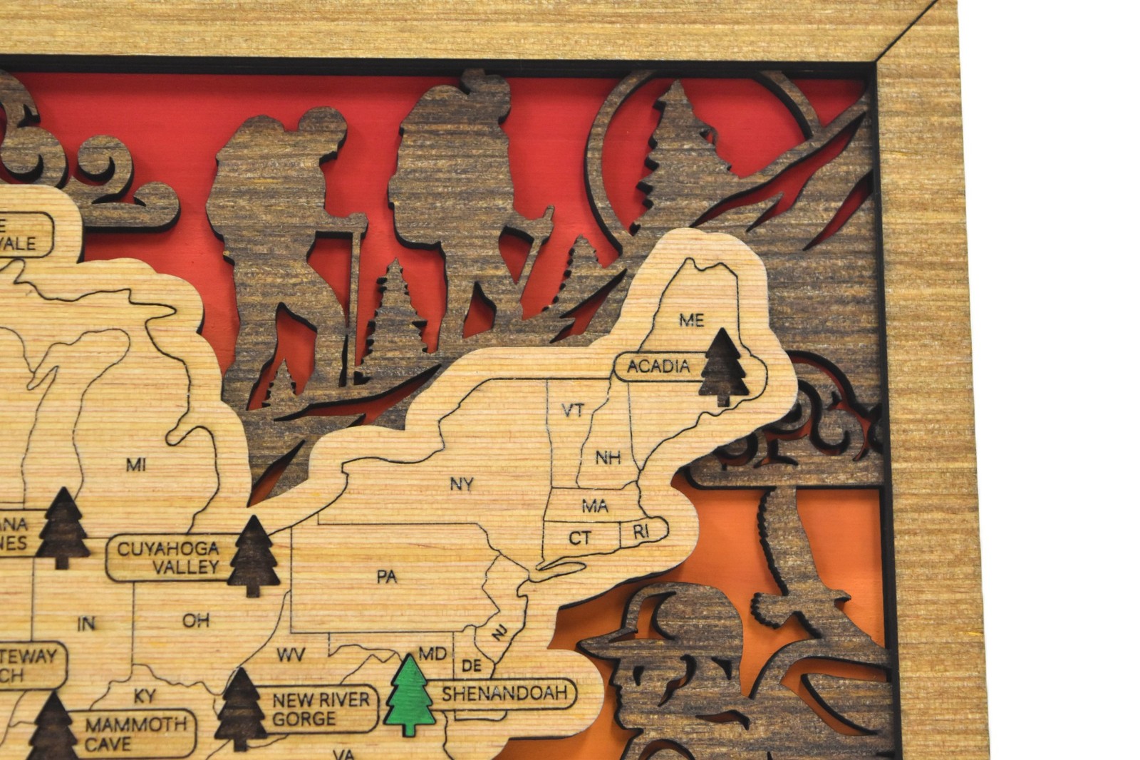 Handmade Wood National Parks Travel Map