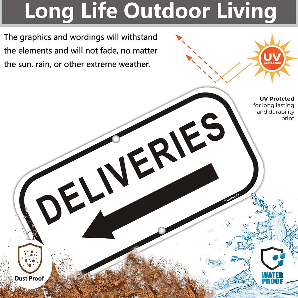 Deliveries With Arrow Left Sign 2pack Deliveries Signs 12″x6″ .040 Reflective