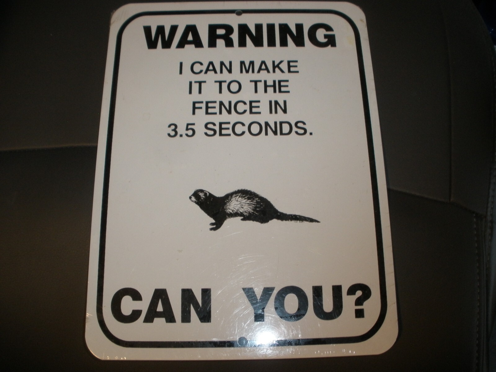 NEW Metal Sign “Warning I can make it to the fence in 3.5 seconds. Can You?”